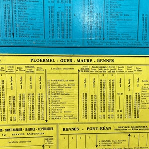 Vintage French Bus Stop Coach Timetable Courriers Bretons La Gacilly Rennes Ploermel circa 1957 / EVE image 5