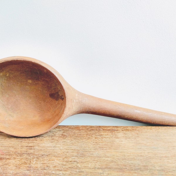 Vintage French large wooden spoon scoop butter cheese making spatula tool tools kitchen decor circa 1960-70's / EVE of Europe