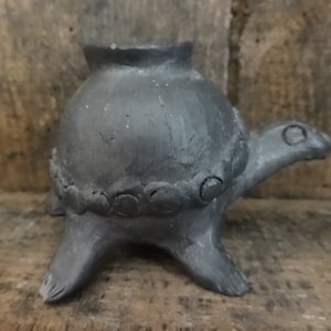 Vintage Pewter Tortoise Metal Ornament Pot Stand Vase Display Figurine Gift c1950&#39;s / EVE