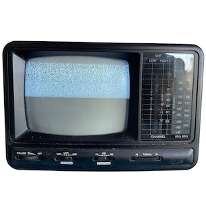 Vintage Chinese Black And White Portable Television TV Radio 220v Or 12v circa 1980-90&#39;s / EVE