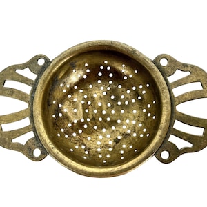 Vintage French Brass Metal Cup Tea Leaf Strainer Sieve circa 1920&#39;s / EVE