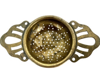 Vintage French Brass Metal Cup Tea Leaf Strainer Sieve circa 1920's / EVE