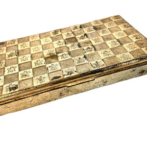 Vintage French Gold Coloured Metal Small Rectangular Lidded Presentation Box Case Jewellery Trinket Dish Pot Pill c1960-70's / EVE