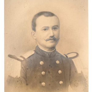 Antique French Officer Uniform Services Military Photo Portrait Photo Charles Francois Lebosse circa 1900's / EVE