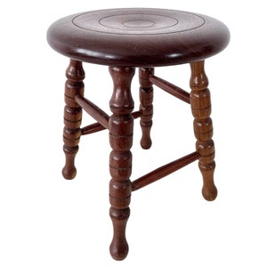 Stool Vintage French Small Tiny Four Leg Table Wooden Wood Chair Seat Side Stand Flower Pot Display Shelf Prop Tabouret circa 1970&#39;s / EVE