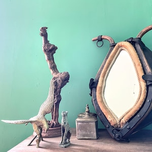 Vintage French Horse Collar Mirror Farmer Agriculture Horse Tack Hallway Entryway Stable Farmhouse Decor circa 1950's / EVE