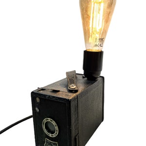 Antique English Mayfair Upcycled Camera With Light Attachment Bulb Holder Desktop Bedside Lamp circa 1920&#39;s / EVE