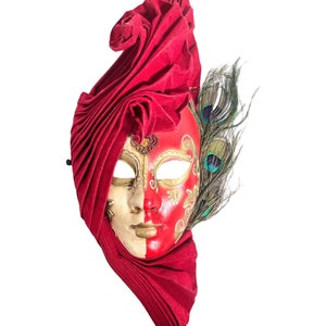 Vintage Italian Venetian Venice Peacock Carnival Mask Bust Wall Display Resin Ornament Figurine Decor Decoration circa 1980&#39;s / EVE