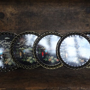 Vintage English Baret Ware Asian Themed Metal Alcohol Resistant Small Cocktail Serving Tray decoration bar decor circa 1950&#39;s / EVE Europe
