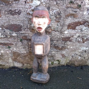 Vintage African Wood Wooden Decorative Ornament Figurine Decorative Africa Art Sculpture Carving circa 1950-60&#39;s / EVE of Europe