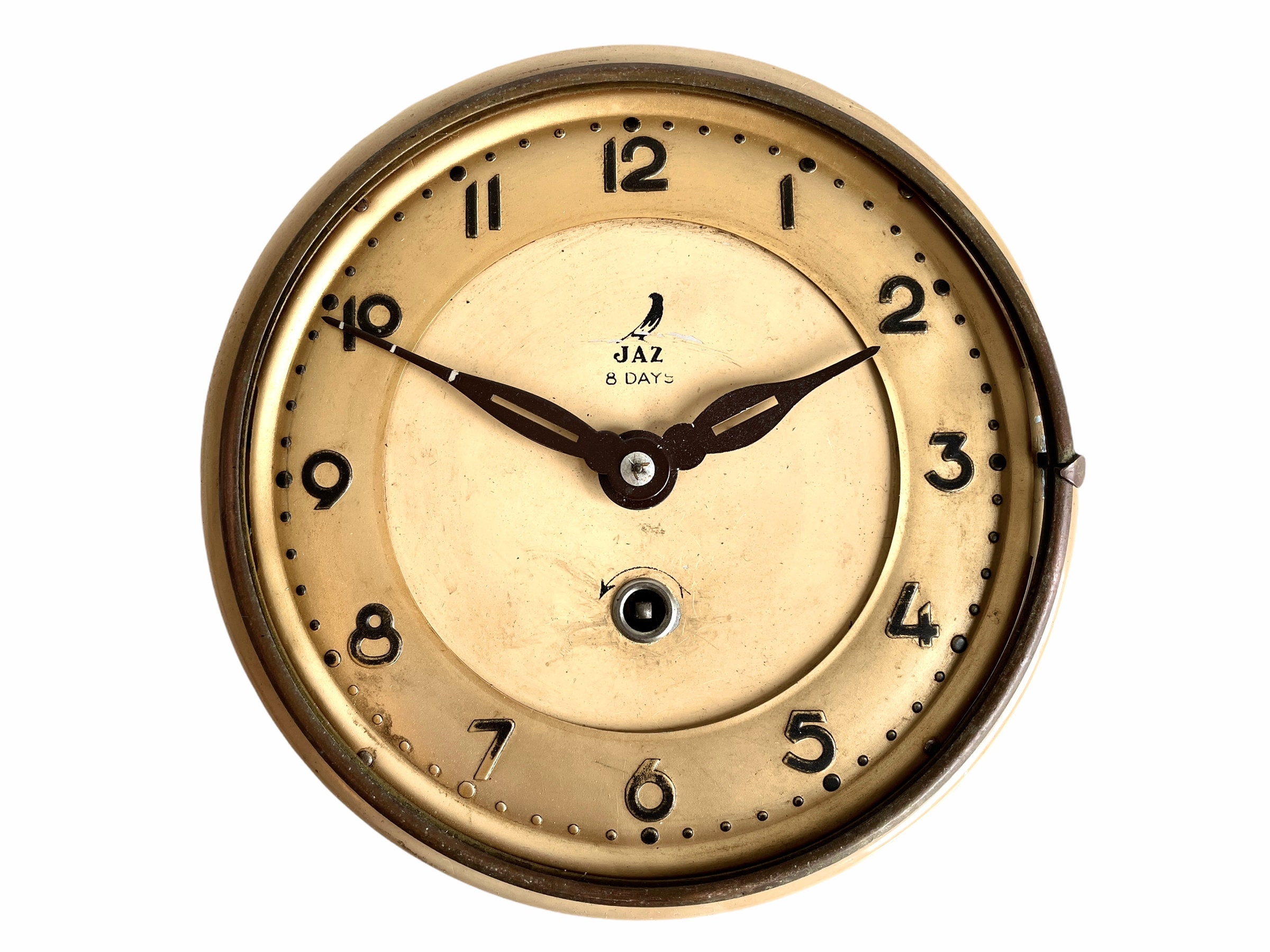 ヴィンテージ フレンチジャズ 壁掛け時計 金属製 ゼンマイ式 動作せず