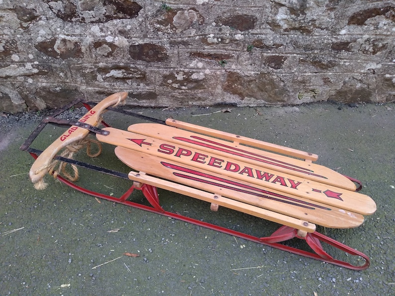 Vintage Genuine Gladding Speedaway Wood Metal Wooden Snow Sled Etsy