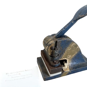 Vintage English Cast Iron Desktop Embosser Ink Stamp Printing Press Tool Clamp circa 1950-60's / EVE