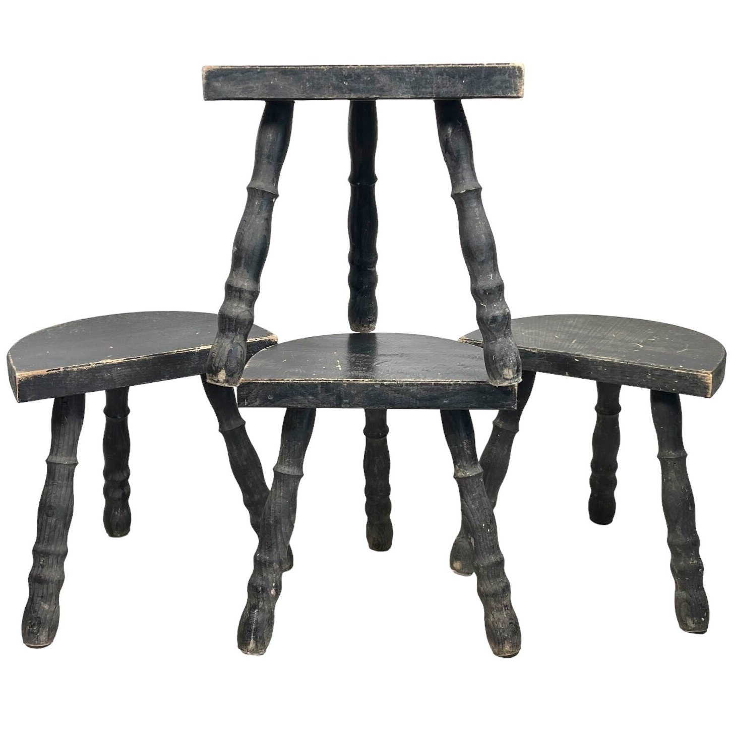 Vintage Stool French Wooden Wood Milking Chair Seat Kitchen Table Farm ...