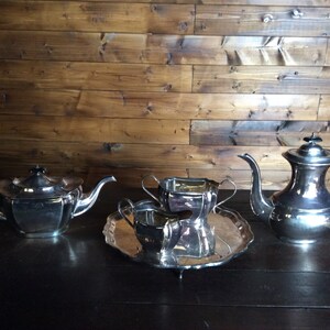 Vintage English Sheffield Viners Alpha Plate tea coffee milk cream sugar tray set circa 1920-40&#39;s / EVE of Europe