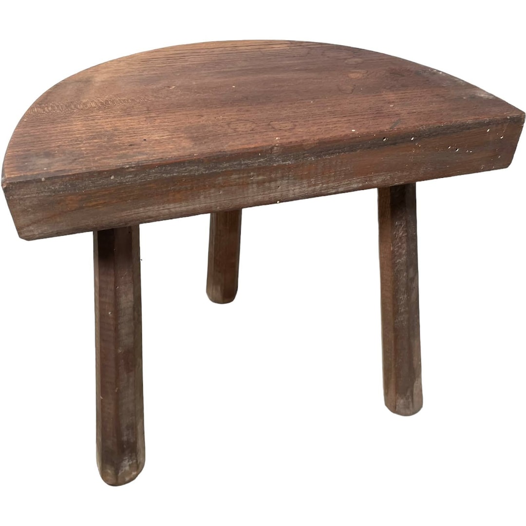 Vintage French Wooden Wood Milking Chunky Stool Chair Seat Kitchen ...