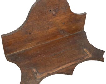 Vintage French Wooden Wall Hanging Small Shelf Brown Wood Ornate Shelf Rack Mounted Display Brown circa 1940-50's / EVE