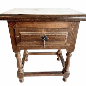 Vintage French Wooden Small Nightstand Sideboard Bedside Cabinet Rest Cupboard Small Storage Unit Wood Display c1950-60&#39;s / EVE of Europe