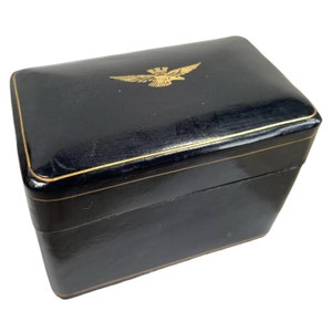 Vintage Italian Air Force Calf Leather Desktop Playing Card Case Storage Armed Forces Memorabilia  c1930-40's / EVE