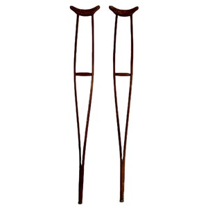 Vintage French Crutches Walking Aid Wooden Wood Prop Costume Drama Hospital Amputee Medical circa 1940-50&#39;s / EVE of Europe