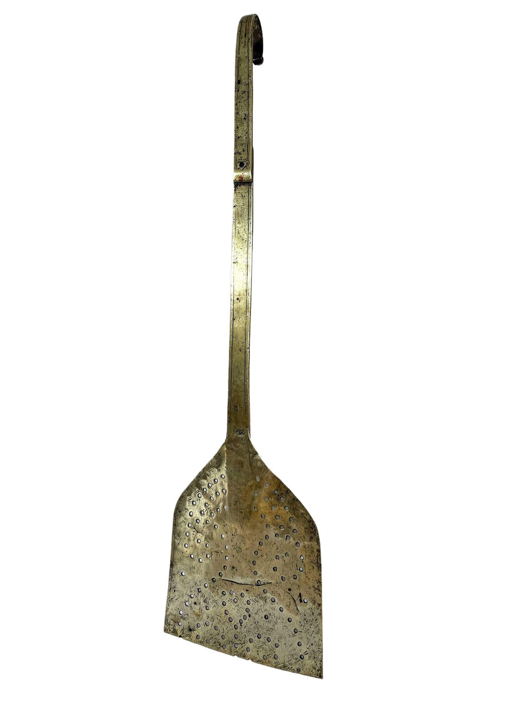 Antique Brass French Crepe Pancake Galette Bread Oven Scoop Spatula Cooking Baking circa 1910's / EVE