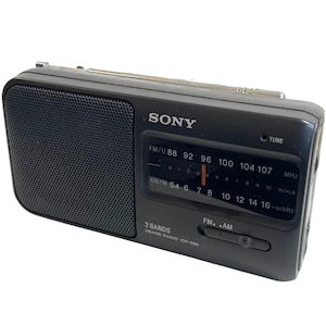 Vintage Chinese Sony Portable Small Handheld Radio ICF-390 circa 1990&#39;s / EVE