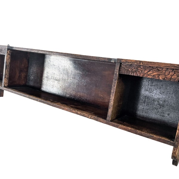 Antique French Wooden Wood Wall Hanging Shelf Display Stand Wall Fixing Mounted Hanging Plinth Cupbard Storage c1920's / EVE