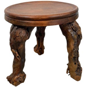 Vintage French Wooden Small Vine Leg Stool Plinth Stand Display Plinth Wood Display c1950-60&#39;s / EVE