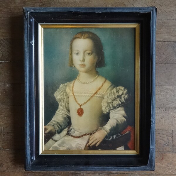 Vintage French Print Wall Art Bia de' Medici Agnolo Bronzino print wallhanging circa 1950-60's / EVE of Europe