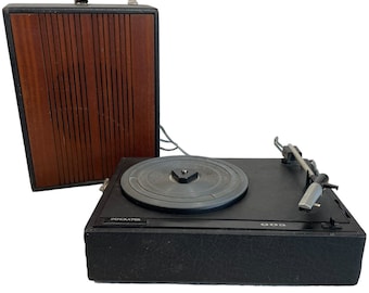 Vintage French Cased Record Player With Speaker circa 1970's / EVE