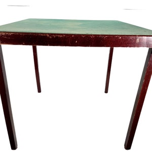Vintage French Green Felt Topped Folding Wooden Wood Foldable Folding Gaming Games Card Cards Occassional Table c1950-60's / EVE of Europe