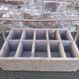 Vintage French Handled Rustic Wood Bottle Tool Screw Nail Plant Pot Carrier circa 1940-50&#39;s / EVE of Europe