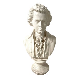 Vintage French Mozart Music Composer Figurine Bust Plaster Of Paris Statue DAMAGED circa 1950&#39;s / EVE