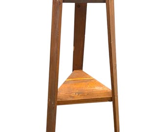 Vintage French Home Plant Stand Plinth Table Wooden Side Flower Pot Ornament Display Shelf Side Table Design Tabouret c1970-80's / EVE