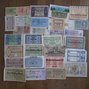 Colección de lotes antiguos y antiguos de cupones de crédito bancarios alemanes de posguerra, notas de crédito, fichas de moneda, circa 1919-1924 / EVE of Europe