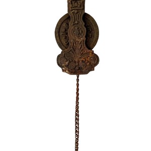 Antique French Lamp Light Extendable Ceiling Chain Spring Hanging Pulley circa 1900&#39;s / EVE