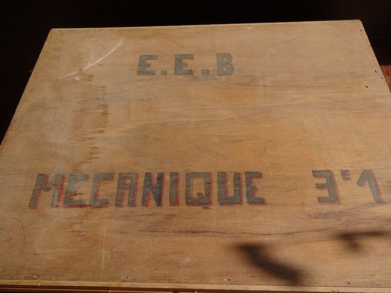 Vintage French large wooden wood flat craft tool tackle instrument storage box hand made painting paints artist circa 1960/'s English Shop