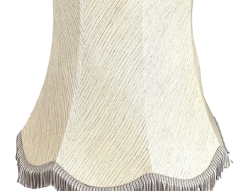 Vintage French Lamp Shade Lampshade Pedestal Desk Standing Side Lamp White Grey circa 1980-90's / EVE