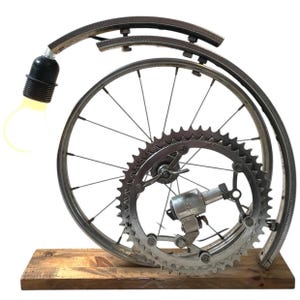 Vintage French Rupurposed Bicycle Dynamo Wheel Cogs Gears Artisan Made Lamp Electric Lamp Light Lighting c1990-2000&#39;s / EVE