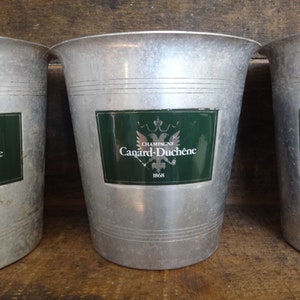 Vintage French Canard-Duchene Champagne ice bucket bar decor cooler aluminium set of three circa 1980-90&#39;s / EVE of Europe