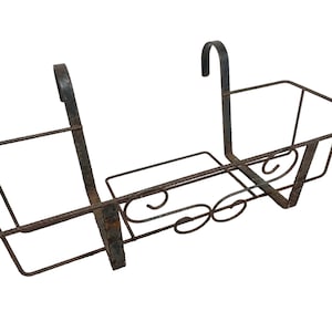 Vintage French Rusty Metal Fence Window Sill Wire Plant Pot Cage Stand Pedestal Holder Display Storage Planter circa 1960-70s / EVE
