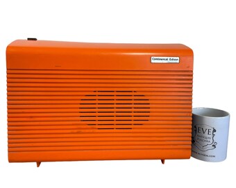 Vintage French Continental Edison Orange Cased Record Player With