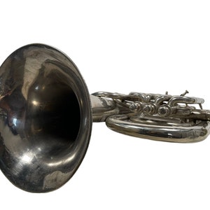 Vintage Tuba A. Laurent Paris French Traditional Musical Instrument Brass Silver circa 1950-60's / EVE image 9