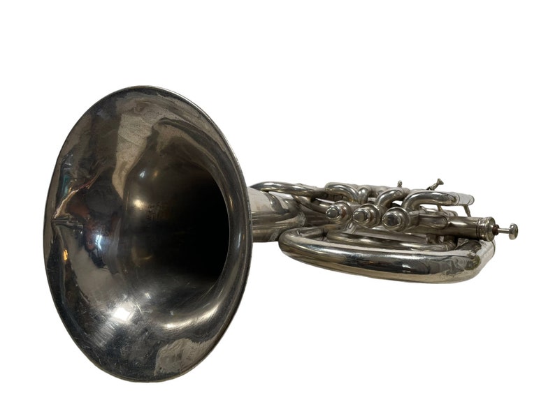 Vintage Tuba A. Laurent Paris French Traditional Musical Instrument Brass Silver circa 1950-60's / EVE image 9