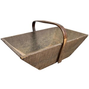 Vintage French Wooden Apple Fruit Picking Harvesting Gardening Basket Planter Display circa 1960s / EVE of Europe
