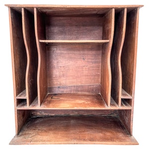 Antique French Wooden Desktop File Filing Paperwork Mail Cabinet Wooden Organizer Organiser Desk Tidy Document Stand circa 1900-20&#39;s / EVE