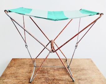 Vintage French Green Hunting Shooting Fishing Camping Hiking Folding Compact Stool Seat Prop Display Tabouret circa 1970-80's / EVE