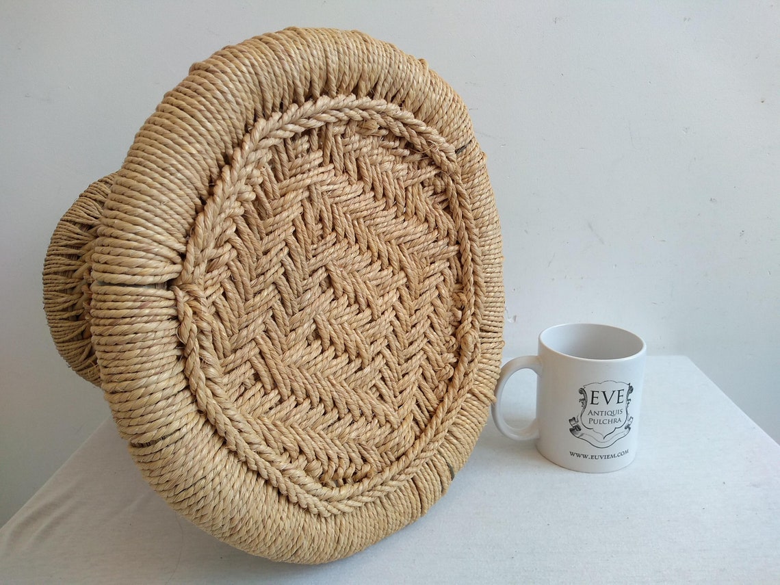 Vintage Thai Stool String Cane Canework Woven Bench Seat Chair Stand ...