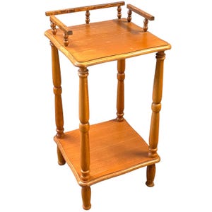 Telephone Side Table Vintage French Stand Wood Side Plinth Flower Pot Ornament Display Shelf Prop circa 1970-80&#39;s / EVE