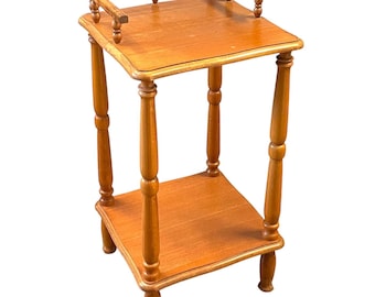 Telephone Side Table Vintage French Stand Wood Side Plinth Flower Pot Ornament Display Shelf Prop circa 1970-80's / EVE